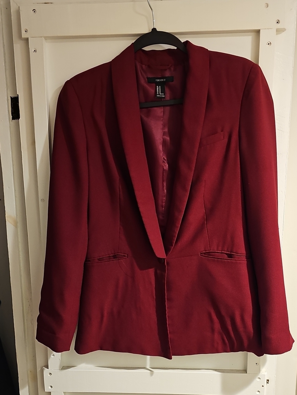 Forever 21 Burgundy Shawl Collar Blazer